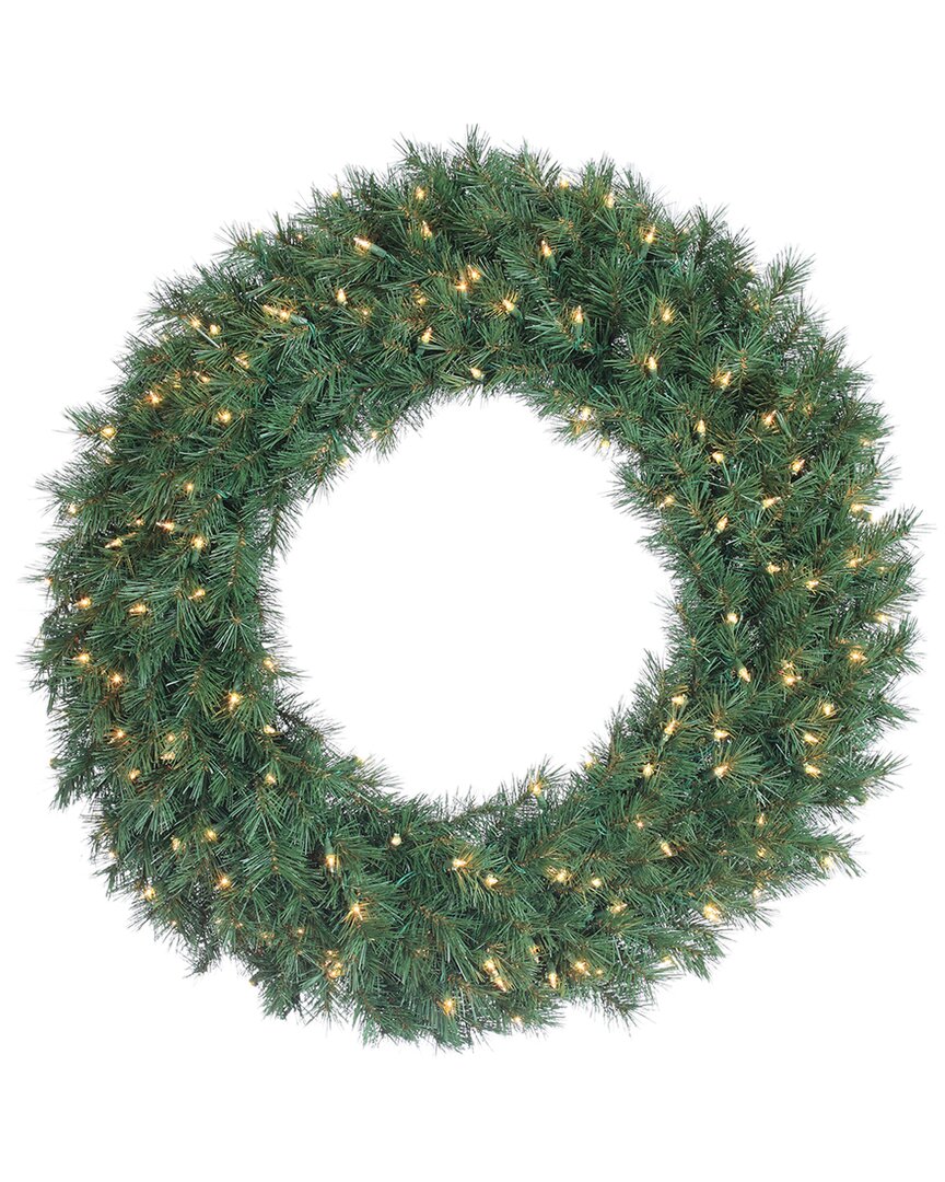 Sterling Tree Company 36-inch Diameter Pre-lit Aspen Spruce Wreath With 50 Ul Clear Lights In Green