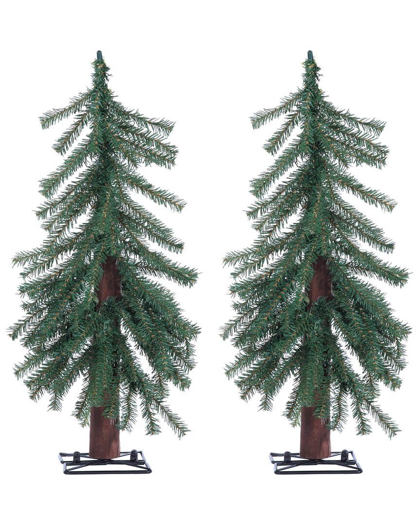 Sterling Tree Company Set Of 2 Un-lit 2ft Alpine Trees In Green