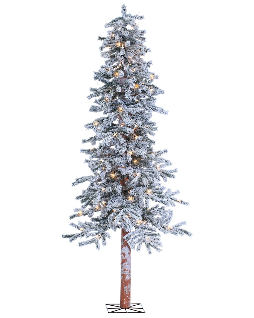 Sterling Tree Company 6ft Pre-lit Flocked Alpine Tree With 150 Clear Lights In Green