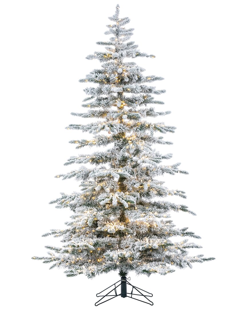 Sterling Tree Company 6.5ft High Flocked Pre-lit Mountain Pine With Instant Glow Power Pole Feature In White