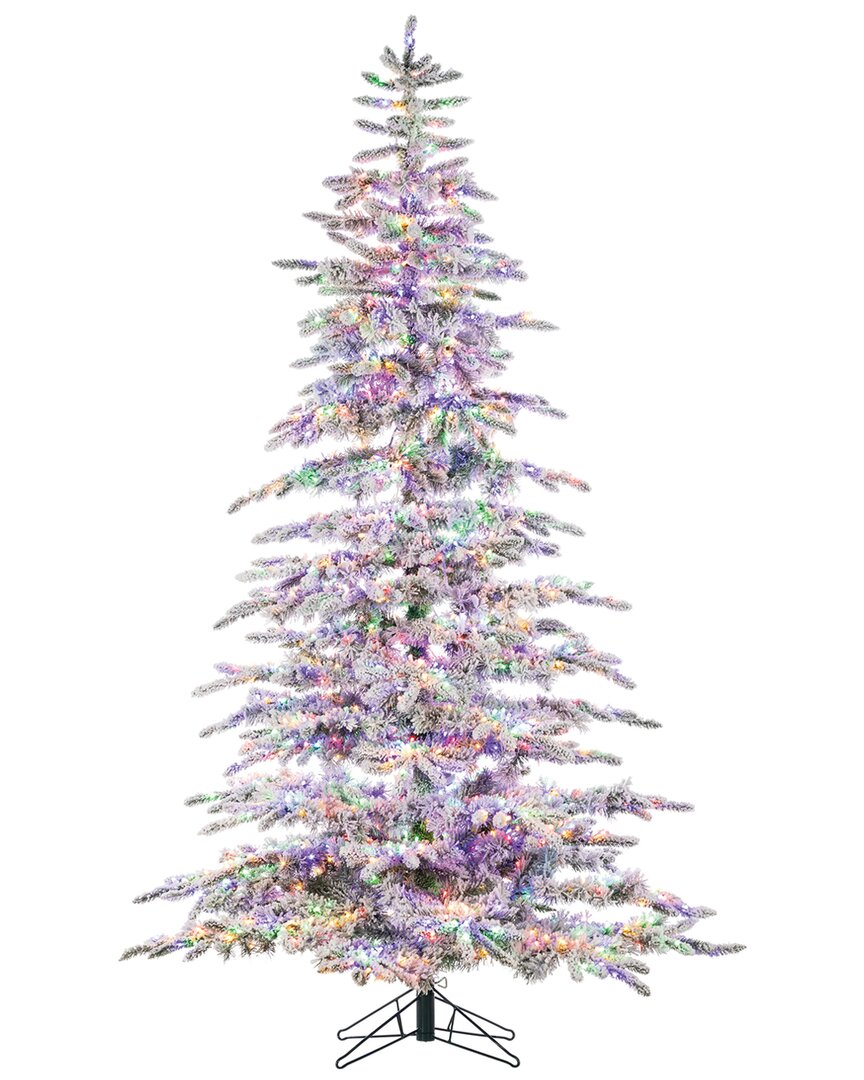Sterling Tree Company 7.5ft High Flocked Pre-lit Mountain Pine With Instant Glow Power Pole Feature In White