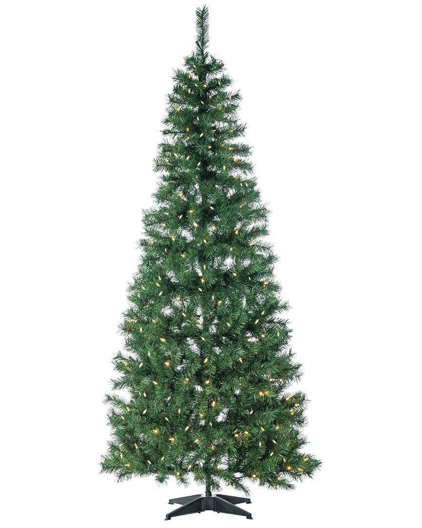 Sterling Tree Company 7.5ft High Pop Up Pre-lit Green Pvc Fir Tree With Warm White Lights