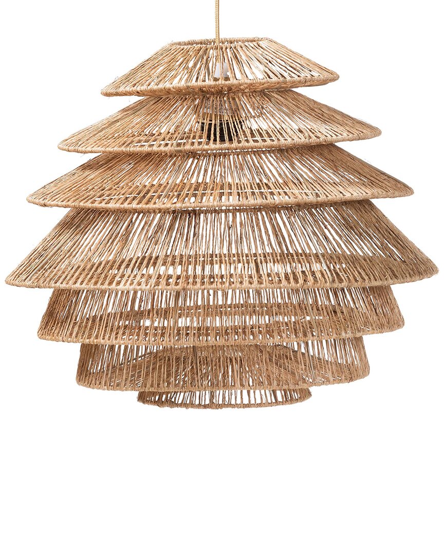 Baxton Studio Kaede Handwoven Jute Pendant Lampshade In Brown