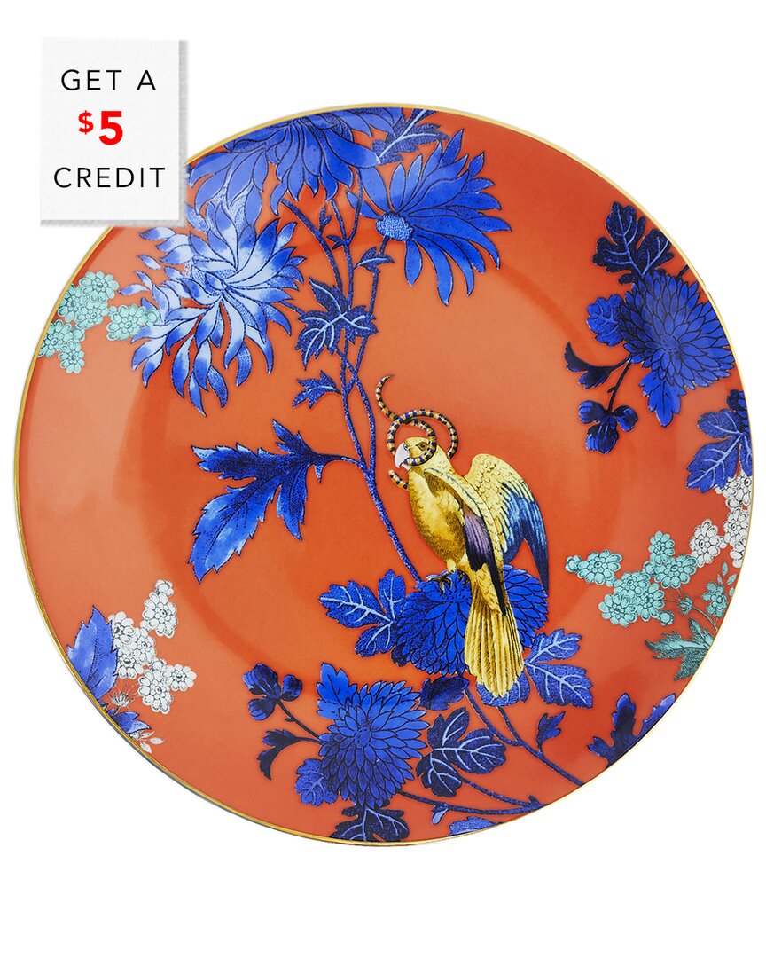 WEDGWOOD WEDGWOOD WONDERLUST GOLDEN PARROT COUPE PLATE COUPE WITH $5 CREDIT