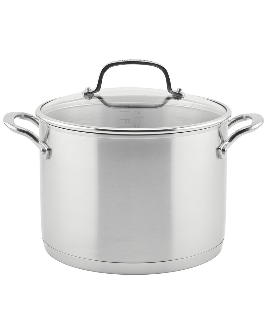 Shop Kitchenaid 3-ply Base Stainless Steel Induction Stockpot With Lid In Metallic