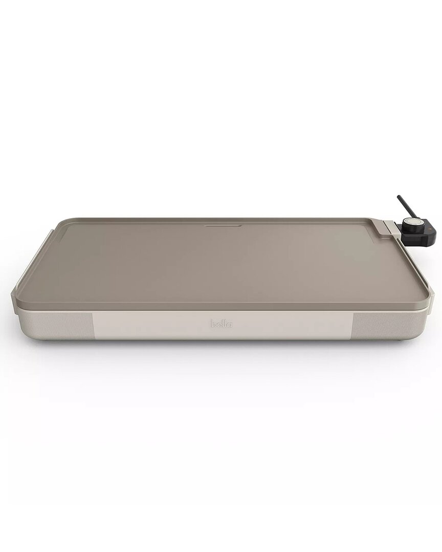 Bella 12x22in Ceramic Griddle With Warming Tray In Brown