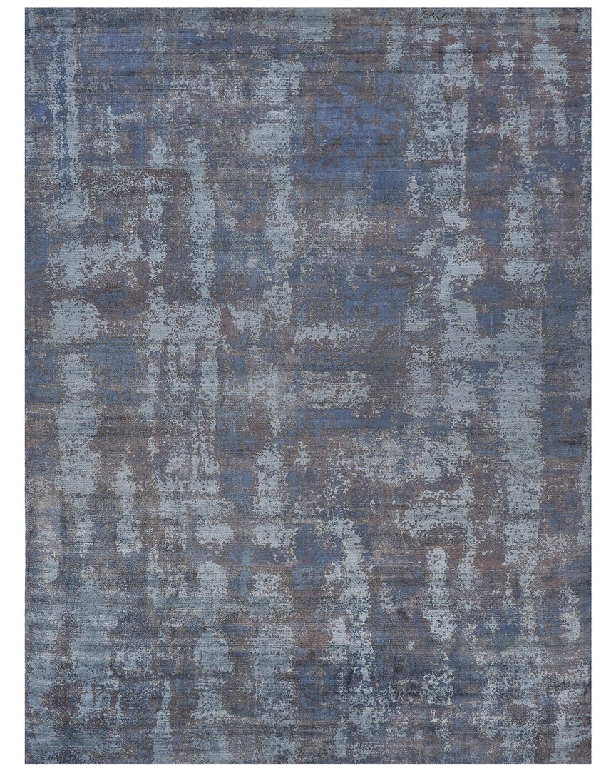 Exquisite Rugs Antolini Hand-loomed Bamboo Silk-blend Rug In Blue