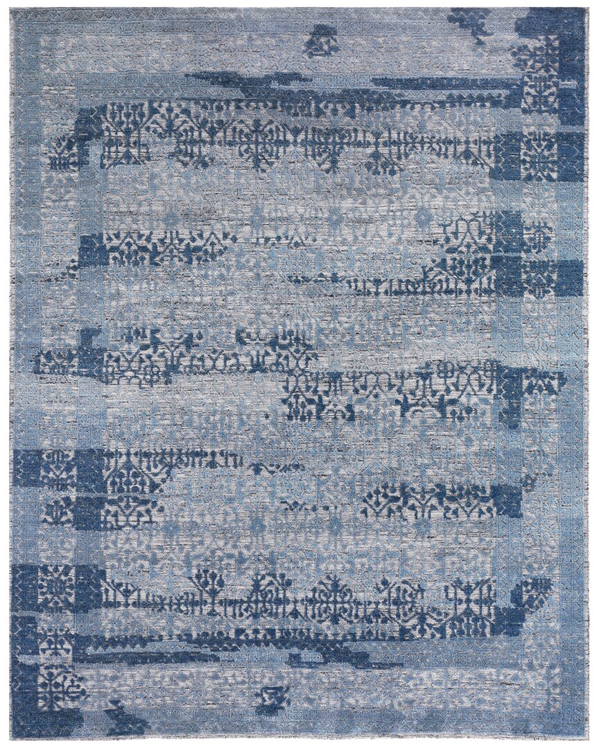 Exquisite Rugs Cadence Hand-knotted New Zealand Wool & Silk-blend Rug In Blue
