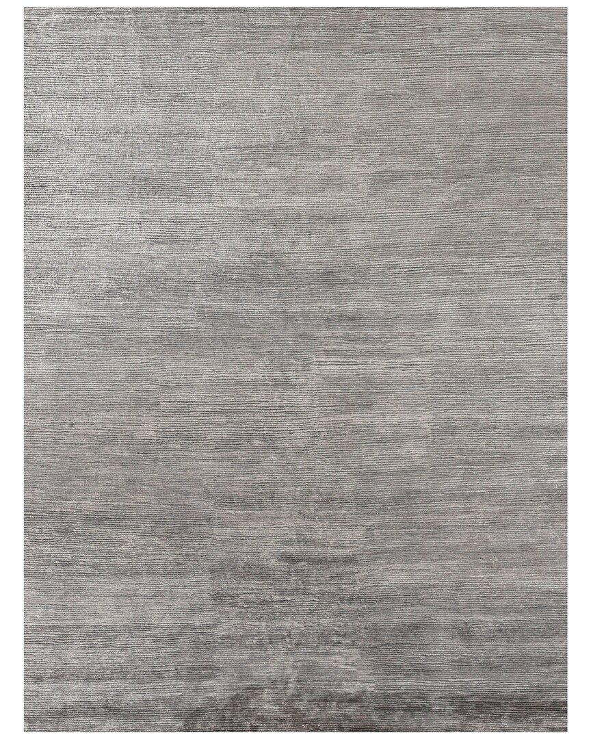 Exquisite Rugs Crush Hand-knotted Bamboo Silk-blend Rug In Silver