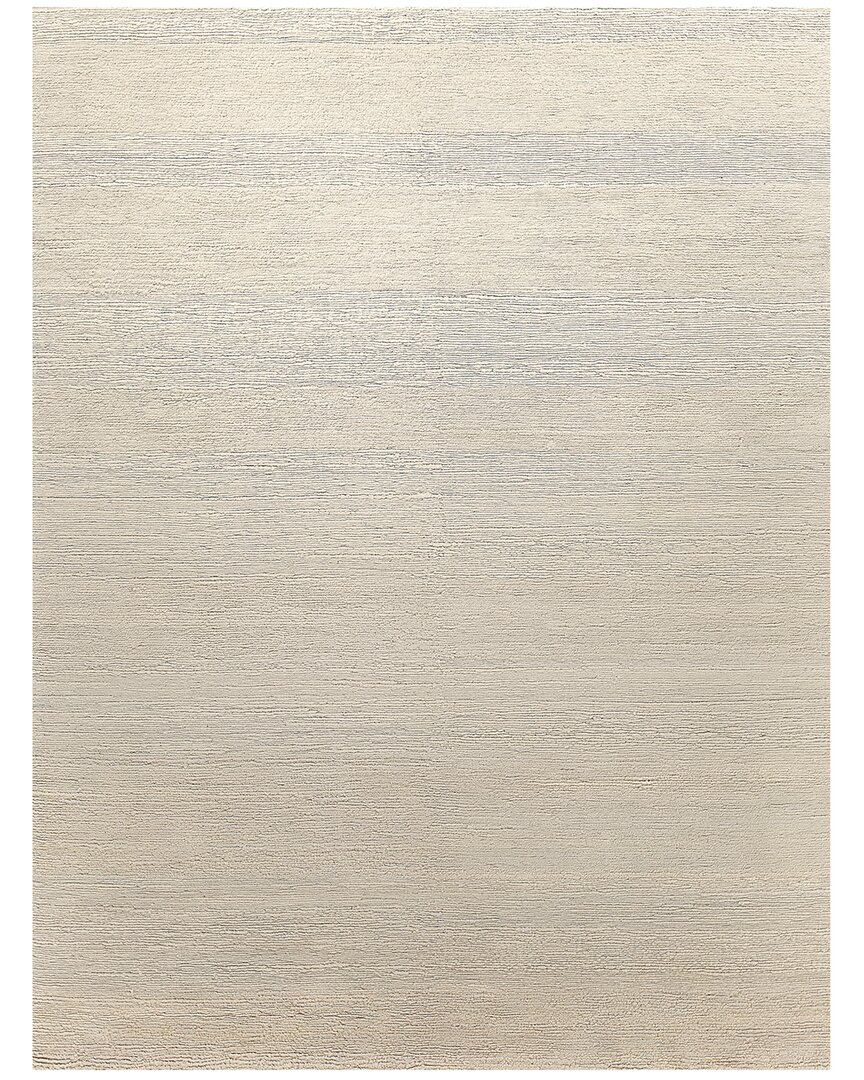 Exquisite Rugs Merino Wool Hand-knotted Merino Wool Rug In Silver