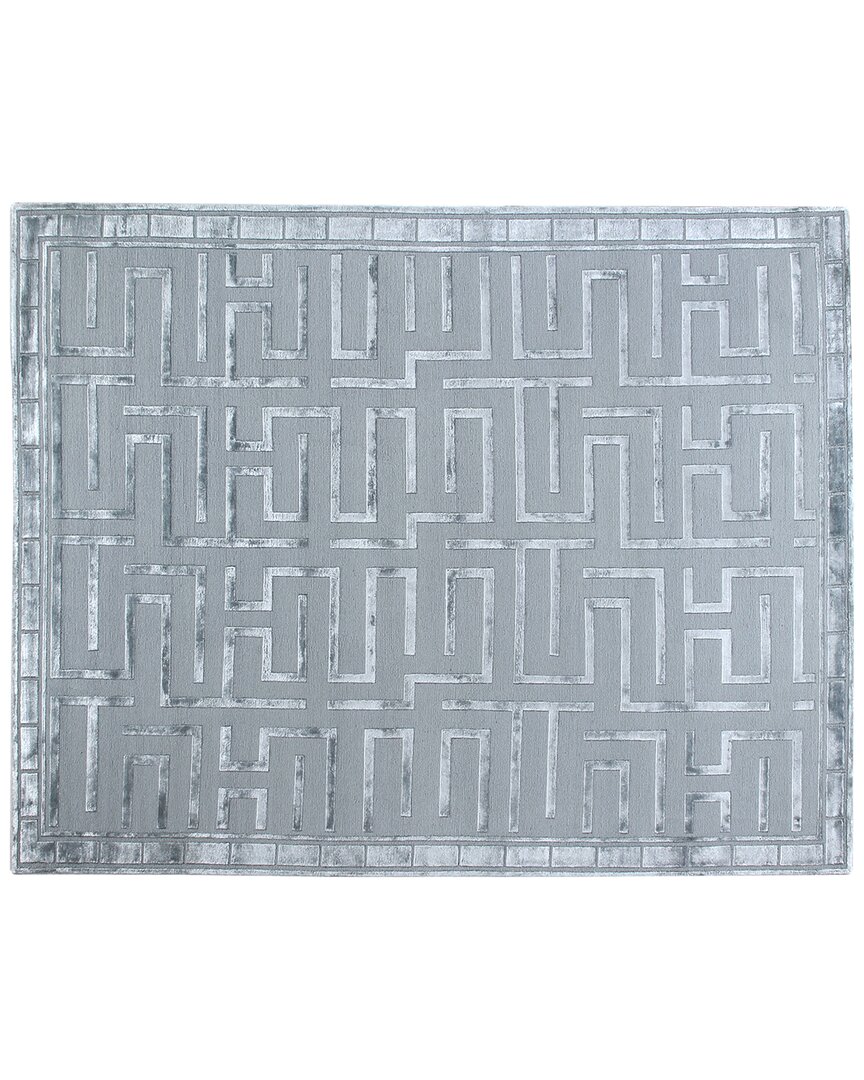 Exquisite Rugs Metro Velvet Hand-knotted New Zealand Wool-blend Rug In Blue