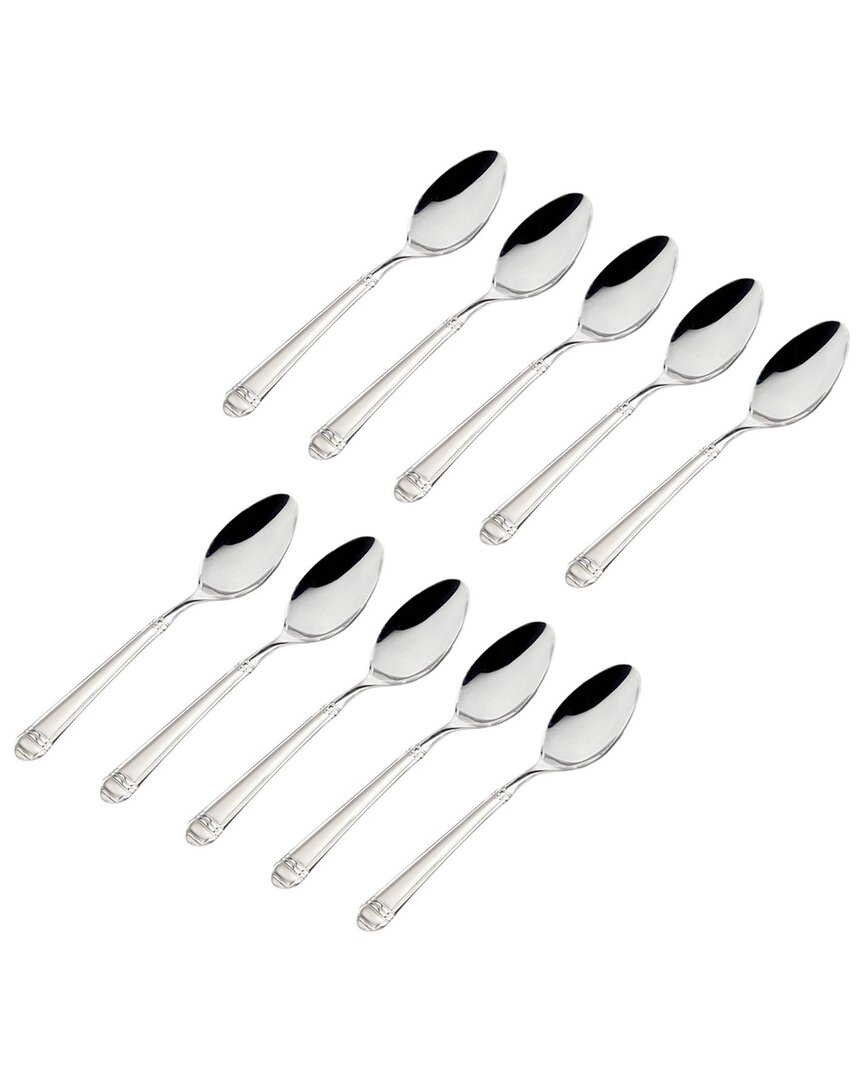 Godinger Set Of 10 Crete Sandblasted Mirrored 18/0 Stainless Steel Teaspoon