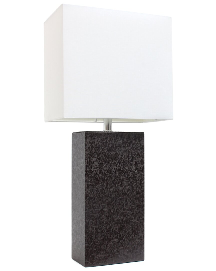 Lalia Home 21in Modern Leather Wrapped Table Lamp With Led Bulb Included