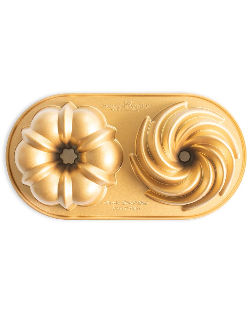 Nordic Ware Classic Bundt Duet Pan In Gold
