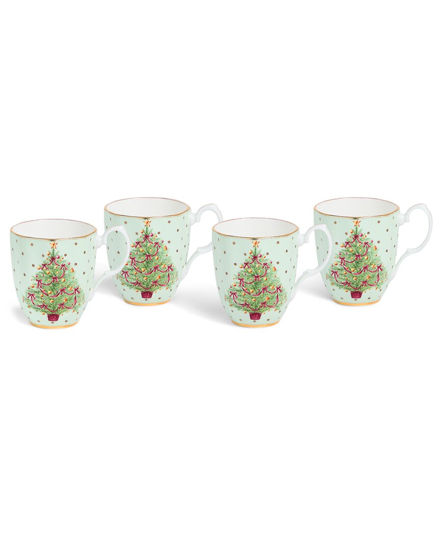 Royal Albert Set Of 4 Old Country Roses Christmas Mugs In Multi
