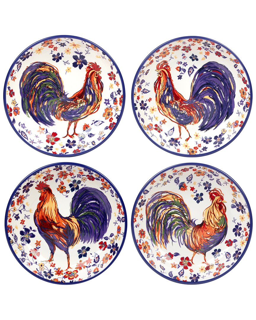 Certified International Morning Rooster Set Of 4 Soup Bowls In Multi