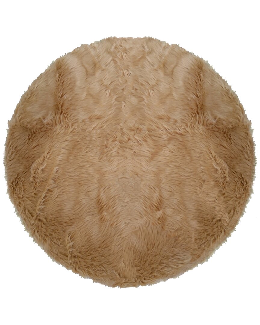 The Rug Market Round Faux Shag Rug In Brown