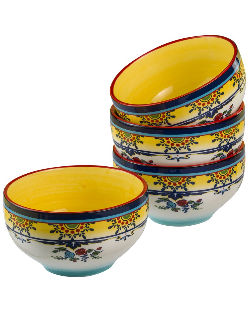 Euro Ceramica Zanzibar 4 Piece All Purpose Bowl Set, Service For 4 In Multi