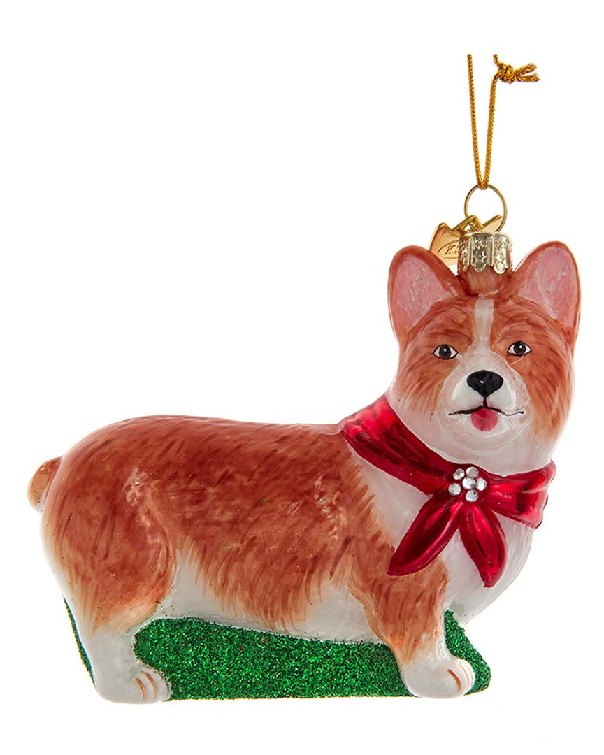 Kurt Adler 3.5in Noble Gems Corgi Glass Ornament In Multi