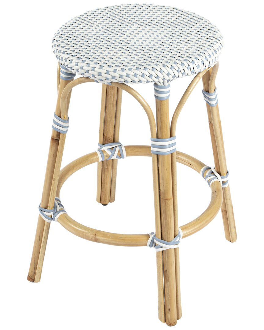 Butler Specialty Company Tobias Rattan Round 24in Counter Stool In White