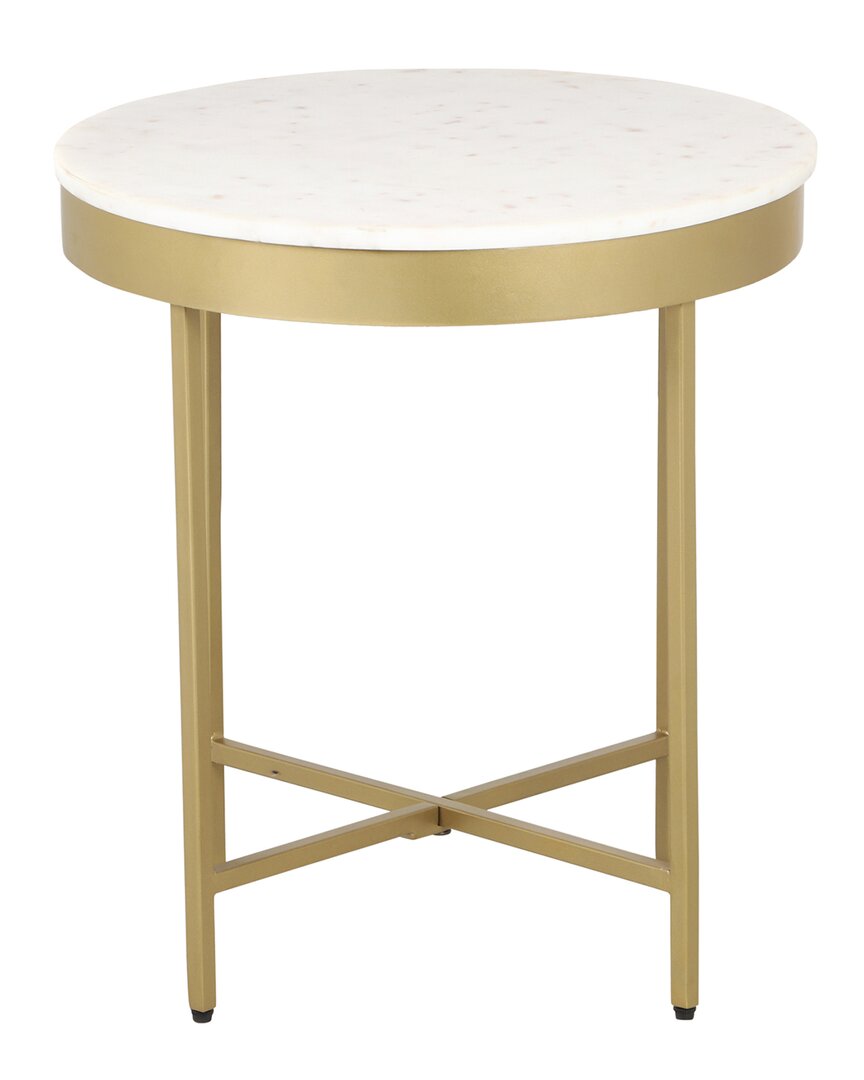 Lr Home Elena Modern Marble Side Table In White