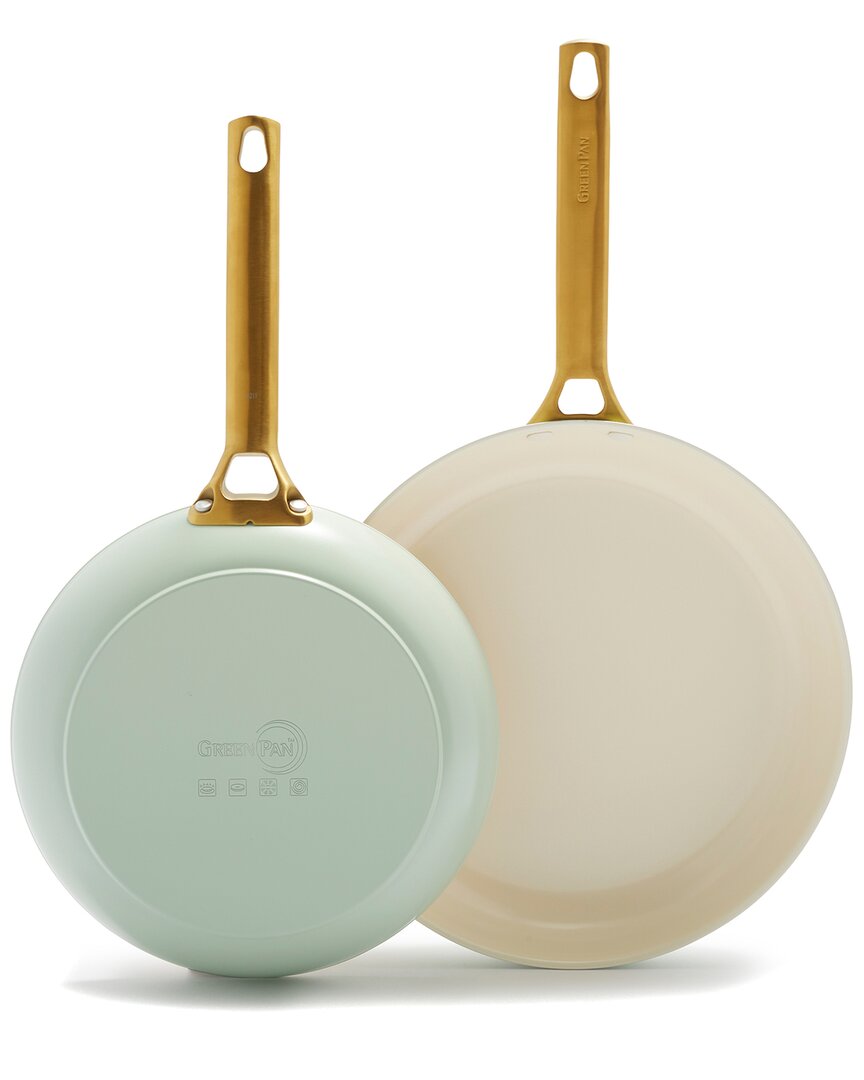 GREENPAN JULEP RESERVE HEALTHY CERAMIC NONSTICK 2PK FRYING PAN SKILLET WITH HELPER HANDLE