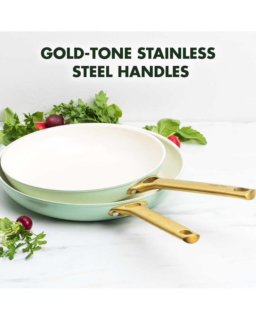 GREENPAN JULEP RESERVE HEALTHY CERAMIC NONSTICK 2PK FRYING PAN SKILLET WITH HELPER HANDLE