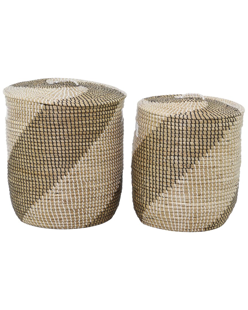 Peyton Lane Set Of 2 Brown Seagrass Storage Basket