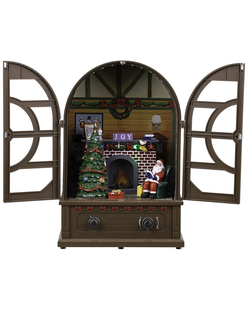 Northlight Led Lighted & Musical Retro Radio With Santa Scene Christmas Decoration In Brown