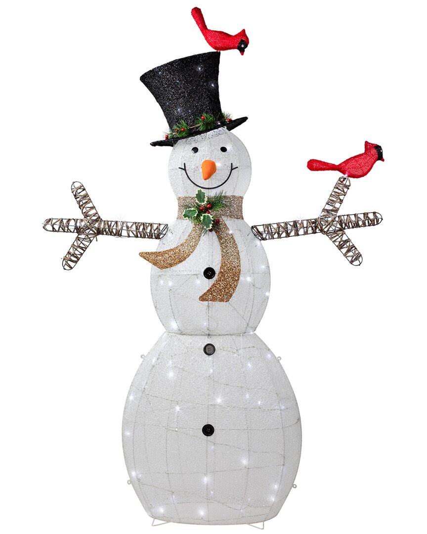 Northlight 72in Led Lighted Snowman With Top Hat Christmas Outdoor Decoration In White