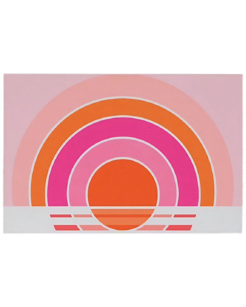 Society6 Rainbow Sunset Welcome Mat In Pink