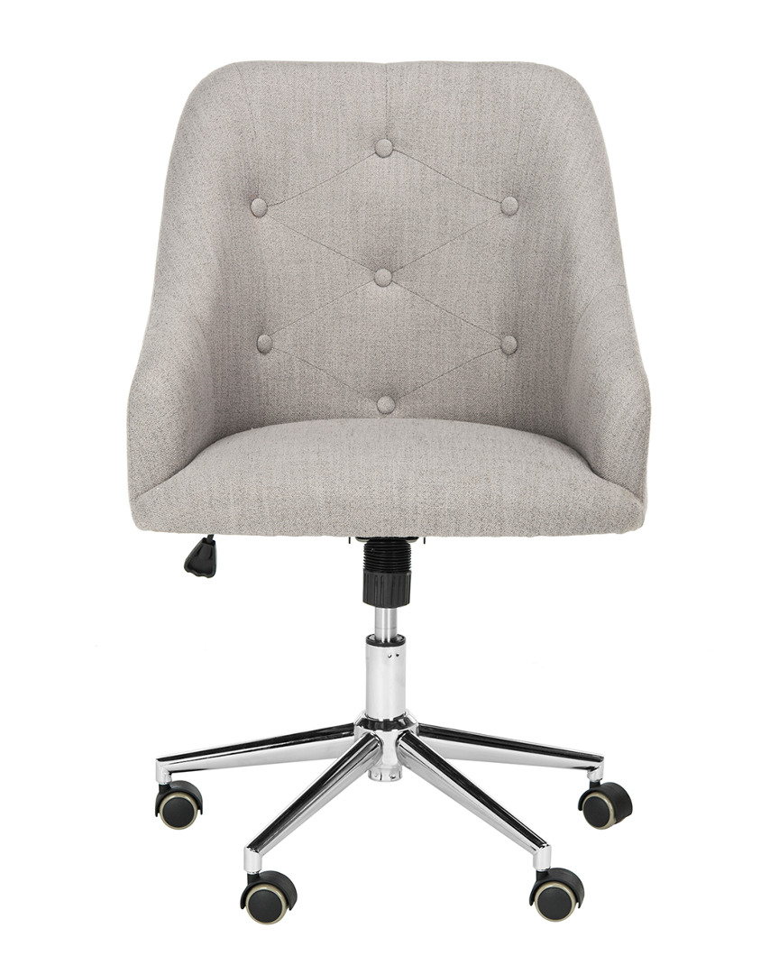 Safavieh Evelynn Tufted Linen Chrome Leg Swivel Office Chair