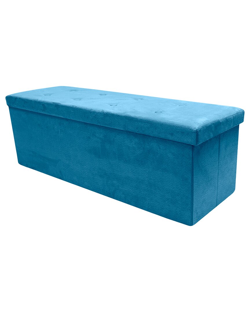 Sorbus Foldable Teal Suede Storage Bench
