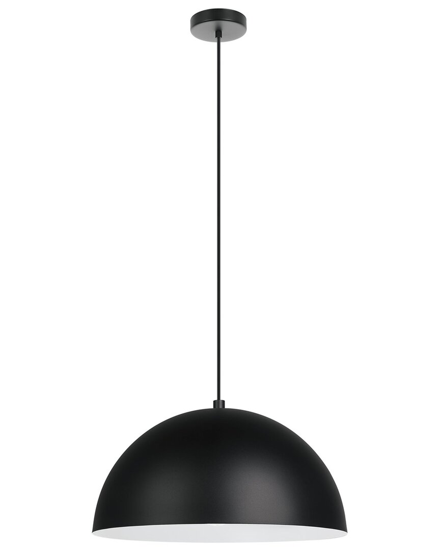 Eglo Rafaelino 1 Light Pendant With Black Finish & Black & Matte White Metal Shade