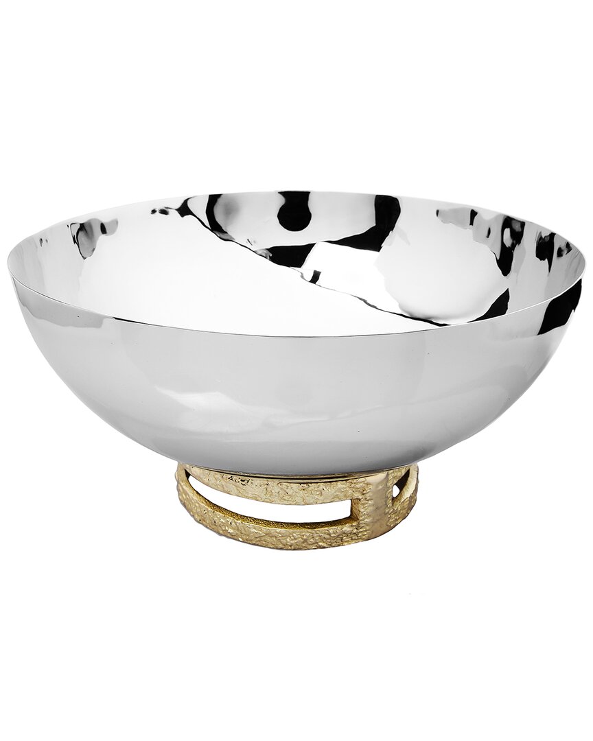 Alice Pazkus 11.5in Stainless Steel Bowl With Loop Base In Silver