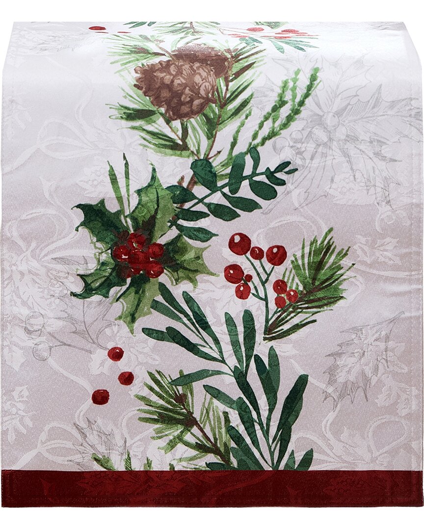 Elrene Home Fashions Holly Berry Flourish Holiday Fabric Table Runner In Multi