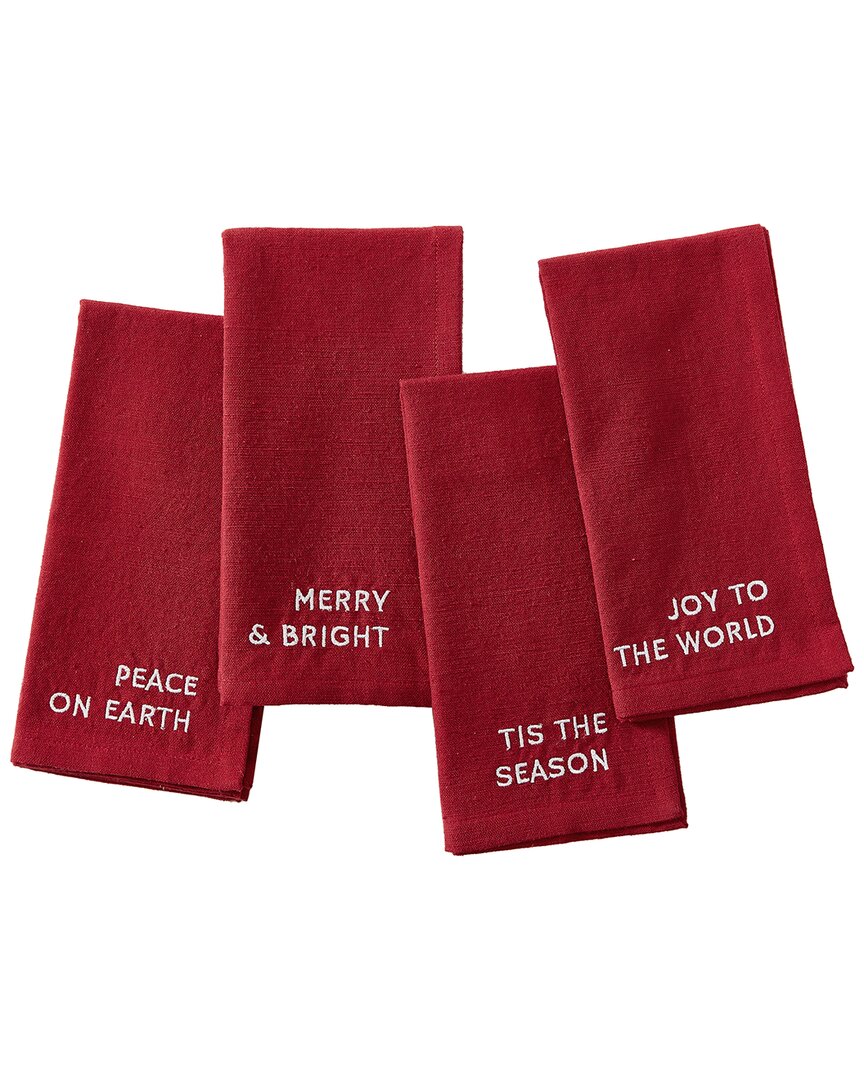 Elrene Home Fashions Set Of 4 Joyful Sentiment Embroidered Napkins