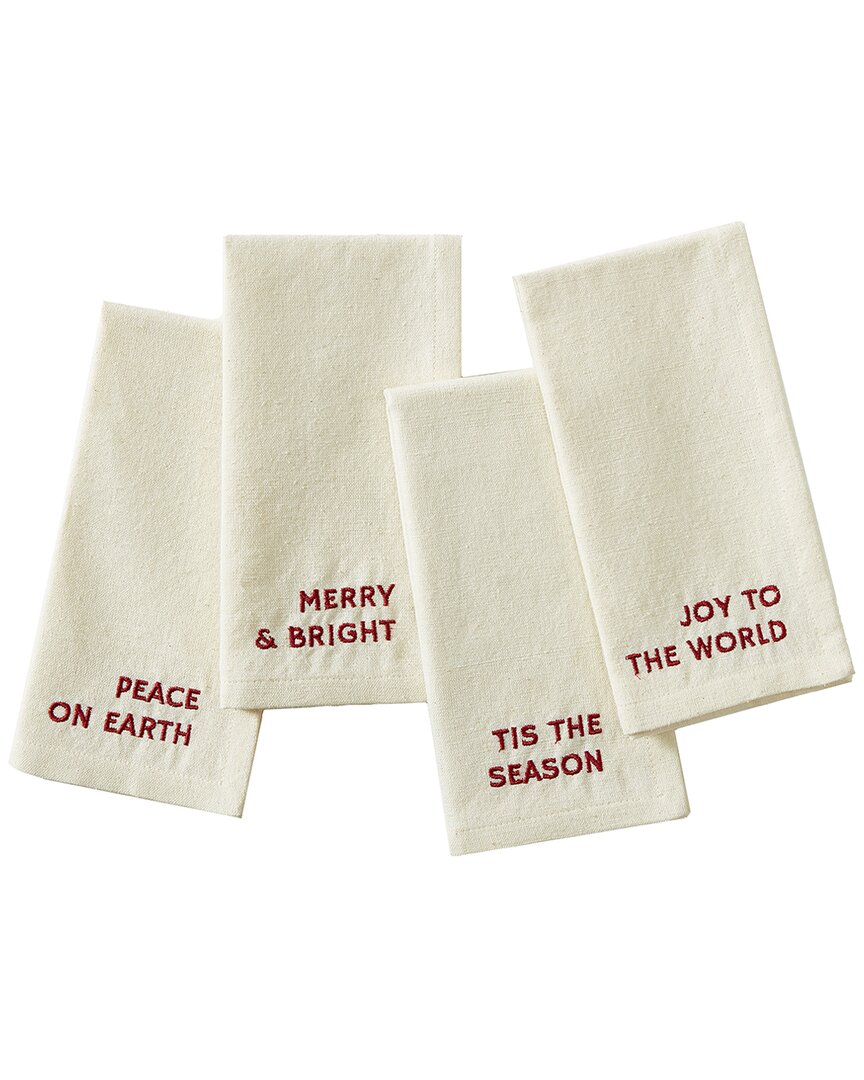 Elrene Home Fashions Set Of 4 Joyful Sentiment Embroidered Napkins