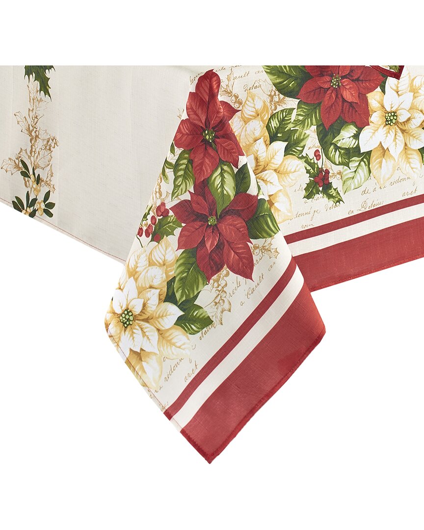 Elrene Home Fashions Red & White Poinsettias Tablecloth In Neutral