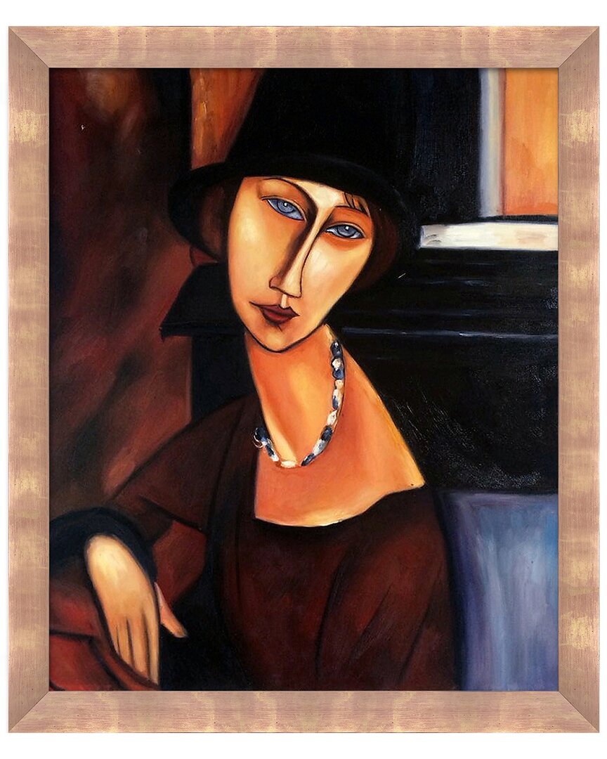 Overstock Art La Pastiche Jeanne Hebuterne With Hat & Necklace Framed Wall Art By Amedeo Modigliani In Multicolor
