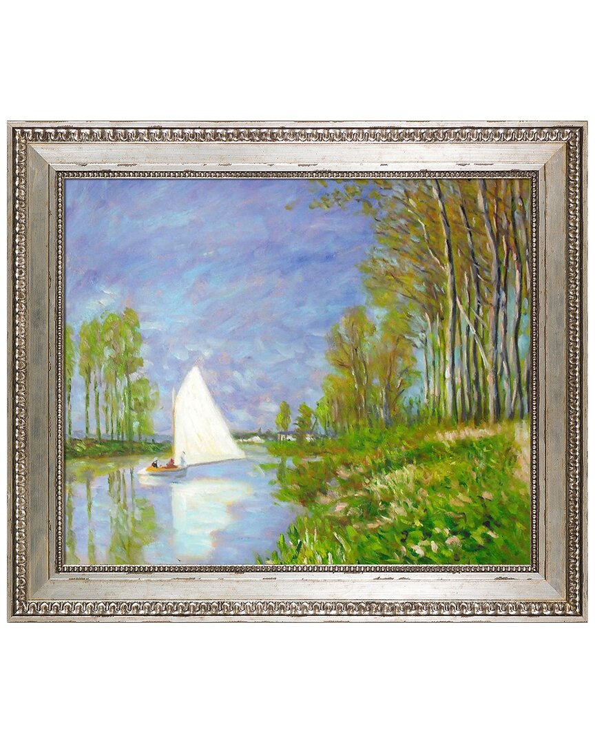 Overstock Art La Pastiche Small Boat On The Small Branch Of The Seine At Argenteuil Framed Wall Art By Claude Mone In Multicolor