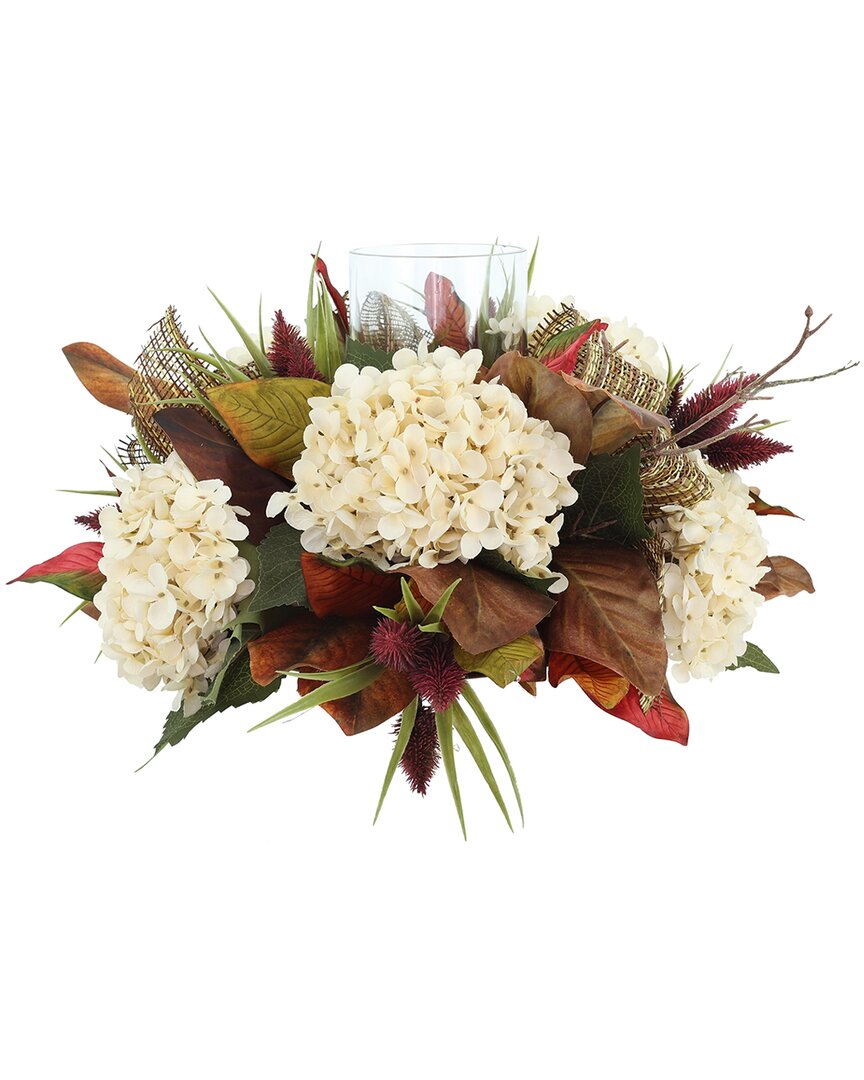 Creative Displays Fall Candleholder Centerpiece With Cream Hydrangea
