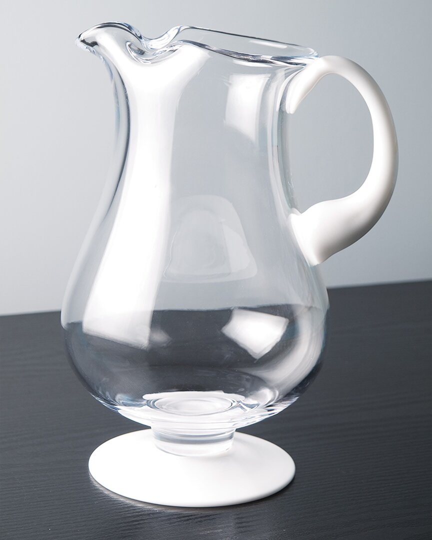 Barski Footed Glass Pitcher With Opal Handle In Clear