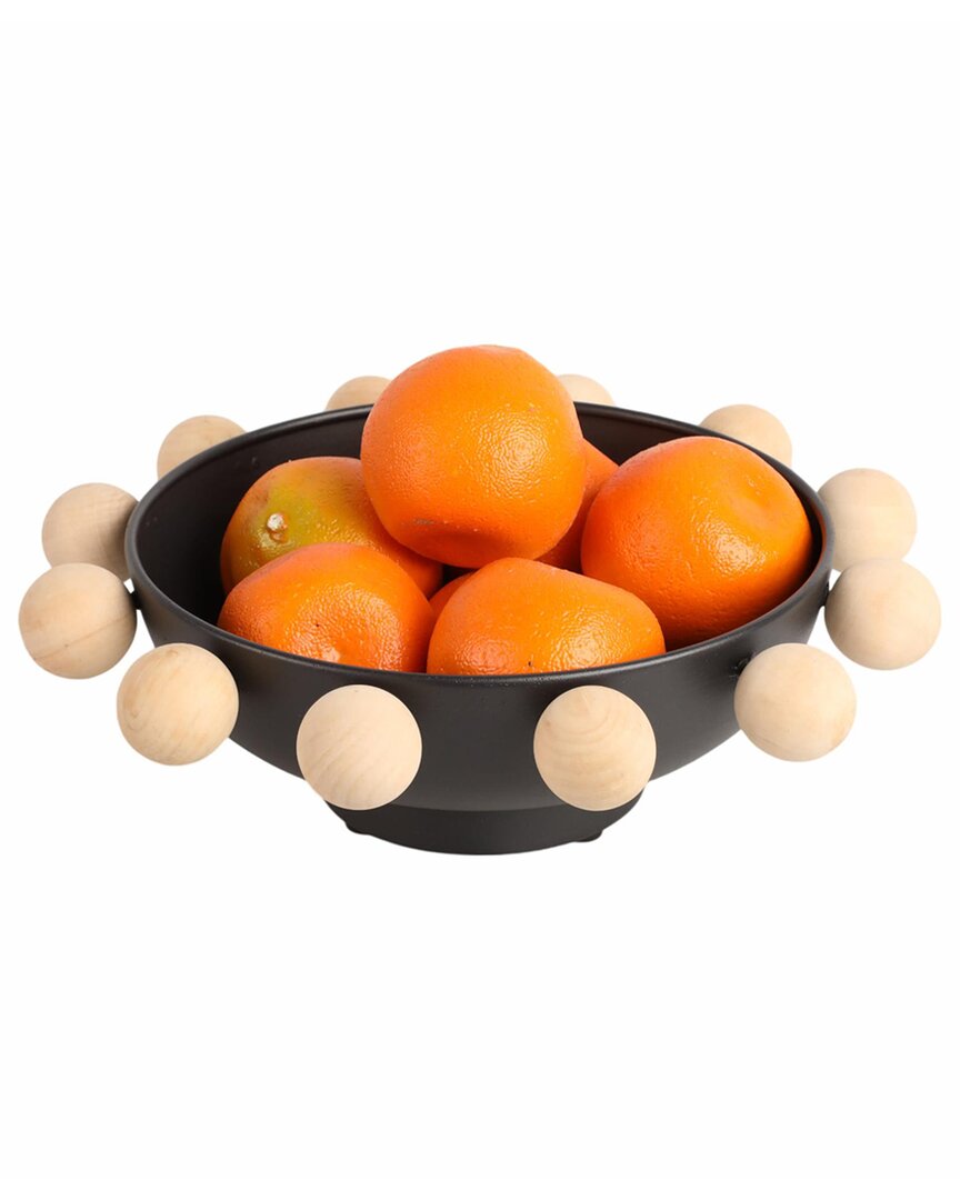 Sagebrook Home 13in Bowl With Large Wooden Knobs