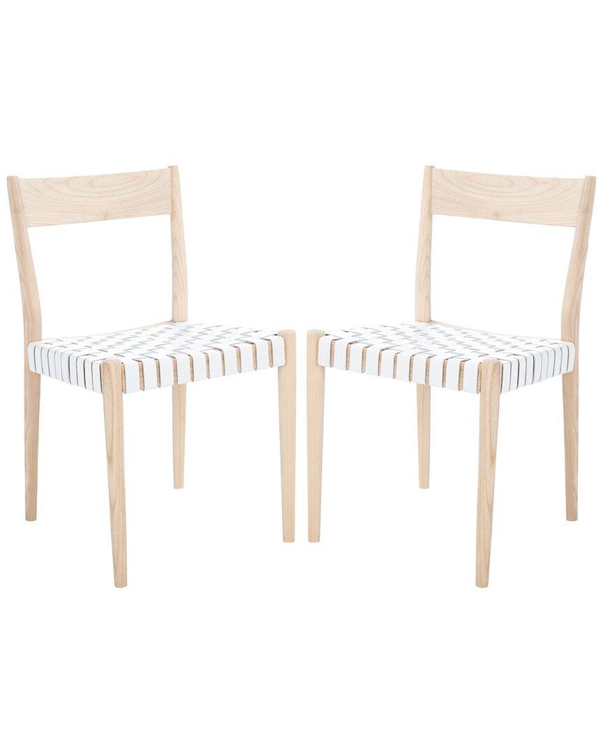 Safavieh Set Of 2 Eluned Leather Dining Chairs