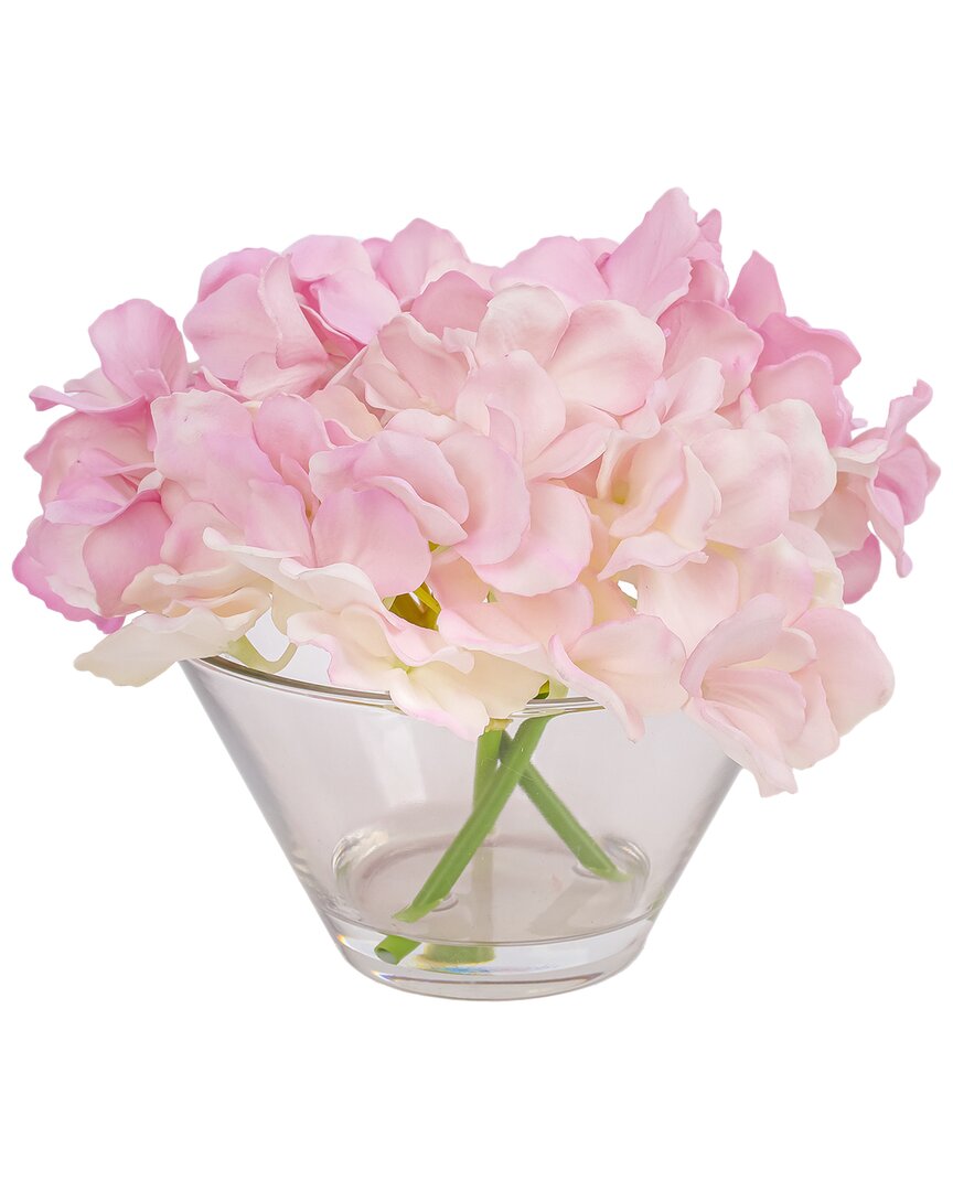 NATIONAL TREE COMPANY NATIONAL TREE COMPANY 8IN MIXED MAUVE HYDRANGEA BOUQUET IN GLASS VASE