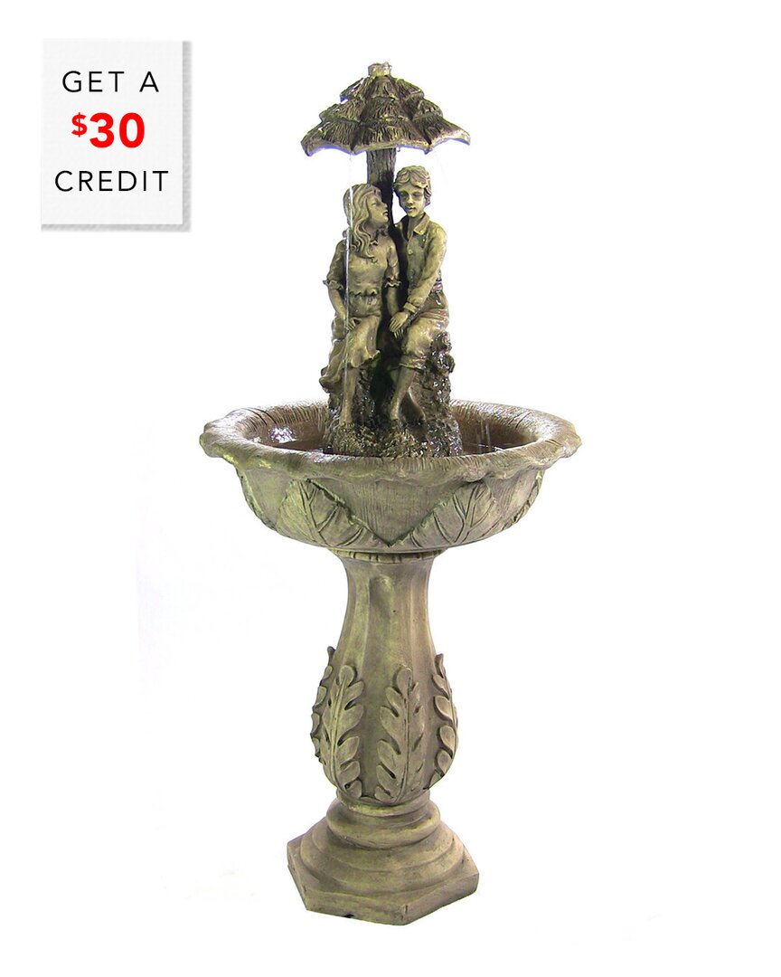 SUNNYDAZE SUNNYDAZE SOLAR-ON-DEMAND LOVERS UMBRELLA OUTDOOR FOUNTAIN WITH LED LIGHTS WITH $30 CREDIT 