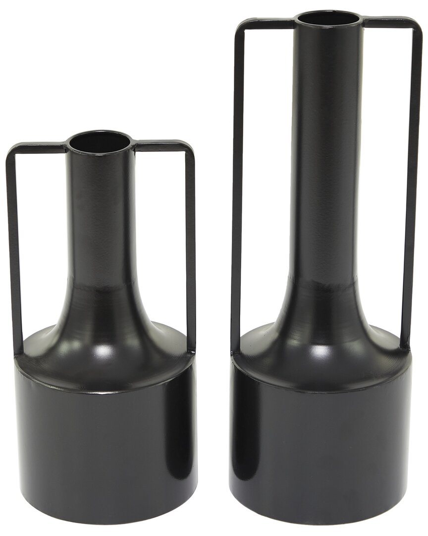 The Novogratz Set Of 2 Black Metal Vase With Handles