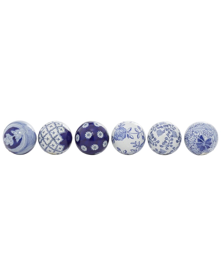 Peyton Lane Set Of 6 Traditional Round Vase Filler Orbs In Blue