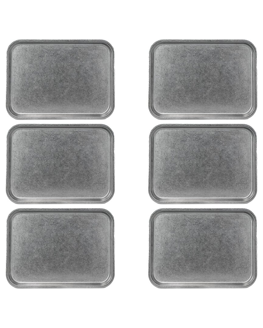 10 Strawberry Street Set Of 6 Moab Stainless Steel Coupe Dinnerware: 9in X 12in Rectangular Plate